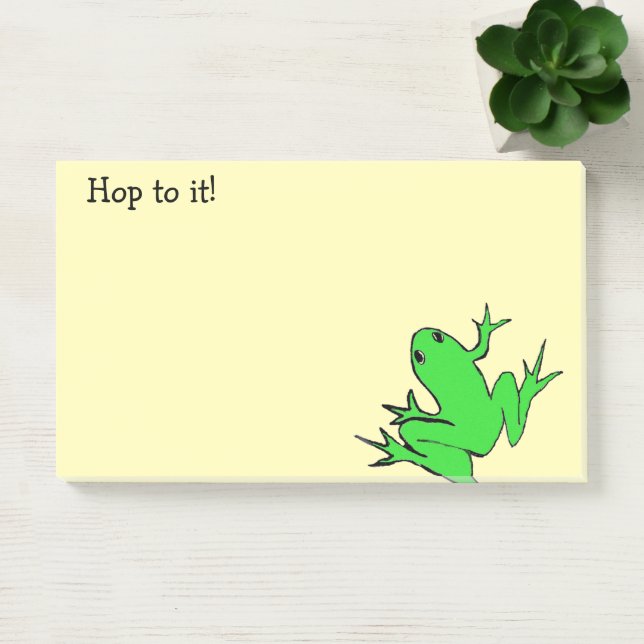 Cute Green Tree Frog "Hop to it!" Post-it Notes (Office)