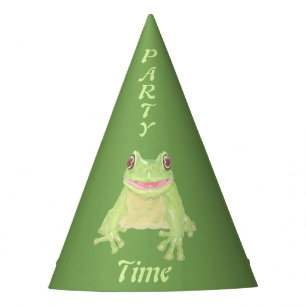 Cute Green Tree Frog - Party Time! birthday. Hat