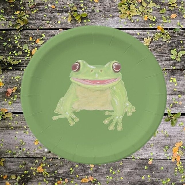 Cute Green Tree Frog - single transparent.  Paper Plate (Creator Uploaded)