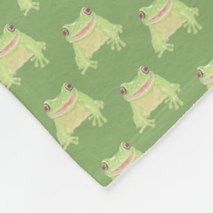 Cute Green Tree Frog - transparent pattern. Fleece Blanket