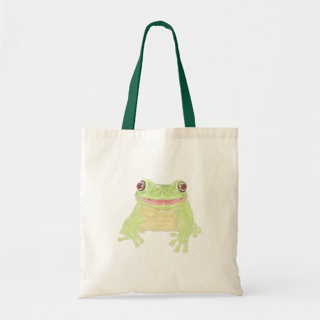 Cute Green Tree Frog - transparent. Tote Bag (Front)