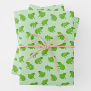 Cute Green Tree Frogs Hand-Drawn Doodle Art  Wrapping Paper Sheet
