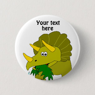 Cute Green Triceratops Cartoon Dinosaur 6 Cm Round Badge