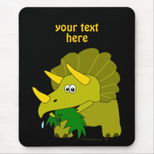 Cute Green Triceratops Cartoon Dinosaur Mouse Pad
