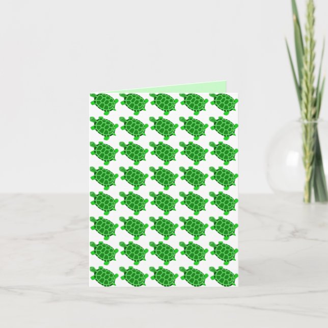 Cute Green Turtle Art Blank Greeting Card Gift (Front)