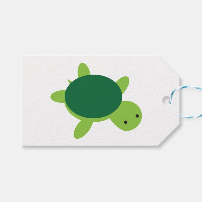 Cute Green Turtle Gift Tags (Front (Horizontal))