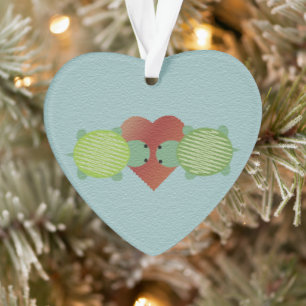Cute Green Turtles in Love Ornament