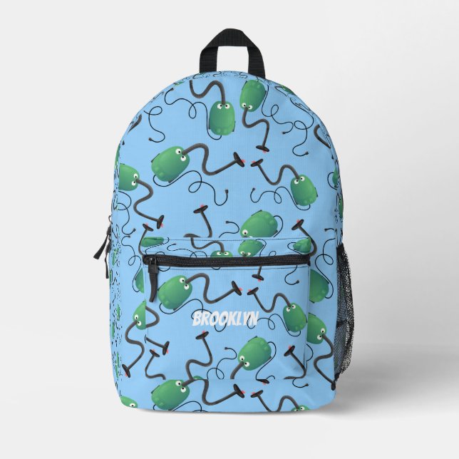 Cute green vacuum cleaner cartoon pattern printed backpack (Front)