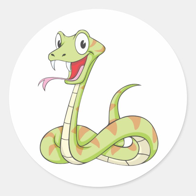 Cute Green Viper Snake Cartoon Shirt Classic Round Sticker (Front)