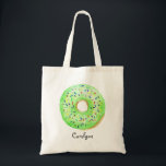 Cute Green Watercolor Doughnut with Sprinkles Cust Tote Bag<br><div class="desc">Cute Green Watercolor Doughnut with Sprinkles Custom Tote Bag | Customisable tote bag featuring watercolor green nut with colourful sprinkles. This cute doughnut tote bag will be perfect as a personalised gift. Personalise by adding a name or short phrase. Other doughnut colours are available.</div>