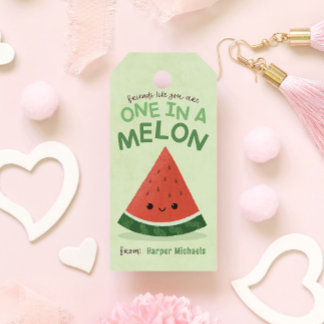 Cute Green Watermelon School Classroom Valentine Gift Tags