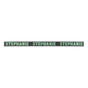 Cute Green & White Custom Name Satin Ribbon