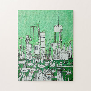 cute green white ink colour scientist's lab jigsaw puzzle