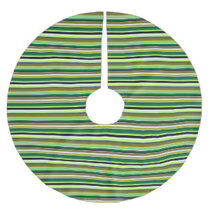 Cute green white stripes brushed polyester tree skirt