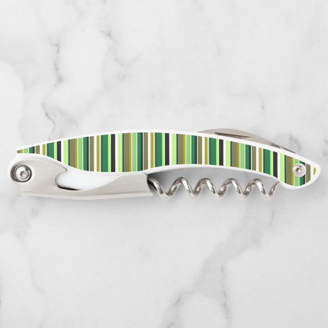 Cute green white stripes corkscrew (Front)