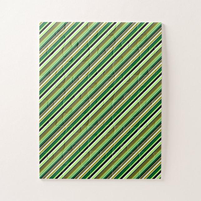 Cute green white stripes jigsaw puzzle (Vertical)