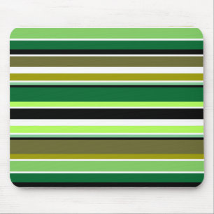 Cute green white stripes mouse pad