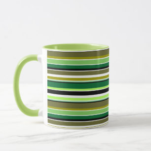 Cute green white stripes mug