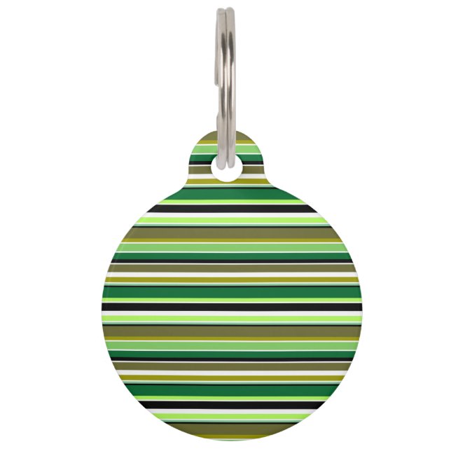 Cute green white stripes pet tag (Front)