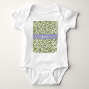 Cute Green Willow Leaves Botanical Name  Baby Bodysuit