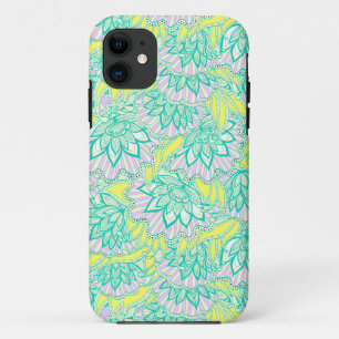 Cute green yellow floral pattern Case-Mate iPhone case