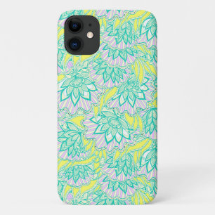 Cute green yellow floral pattern Case-Mate iPhone case