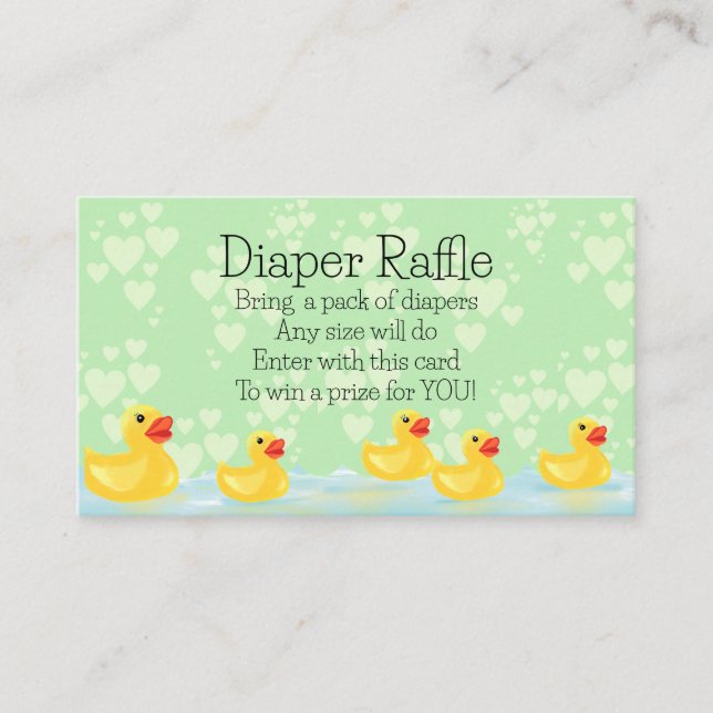 Cute Green Yellow Rubber Duck Baby Shower Enclosure Card (Front)