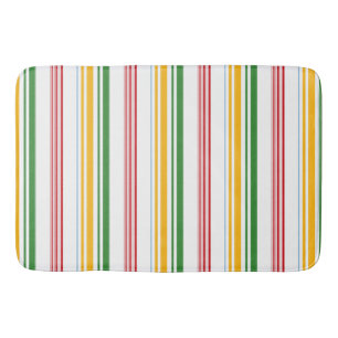 Cute green yellow stripes bath mat