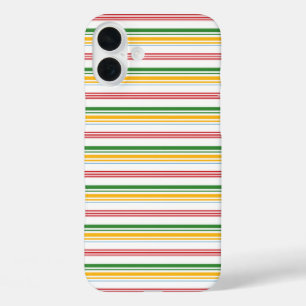Cute green yellow stripes iPhone 16 plus case