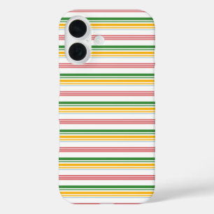 Cute green yellow stripes iPhone 16 case