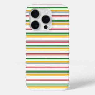 Cute green yellow stripes iPhone 15 pro case