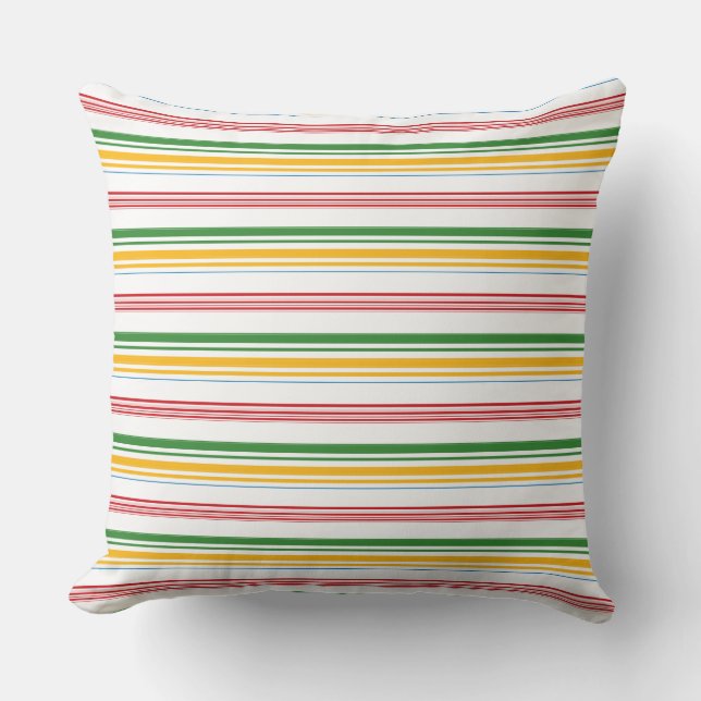 Cute green yellow stripes cushion (Front)