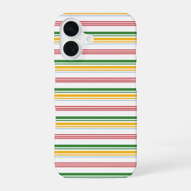 Cute green yellow stripes iPhone 16 case (Back)
