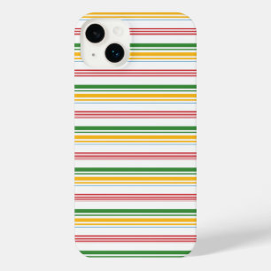 Cute green yellow stripes iPhone 14 plus case