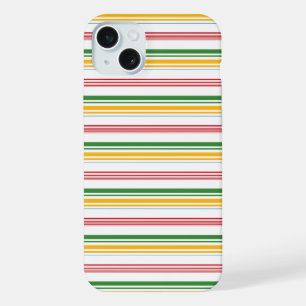 Cute green yellow stripes iPhone 15 plus case