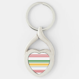 Cute green yellow stripes key ring