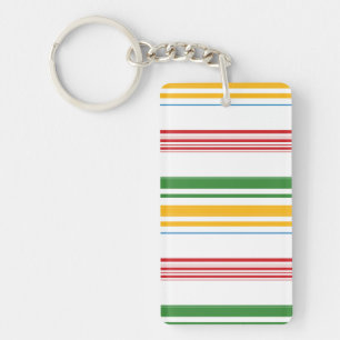 Cute green yellow stripes key ring