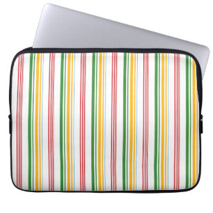 Cute green yellow stripes laptop sleeve