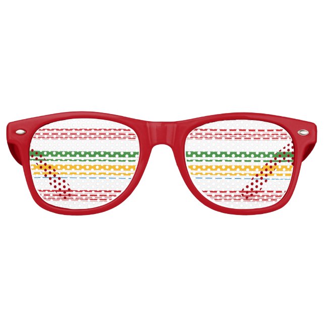 Cute green yellow stripes retro sunglasses (Front)