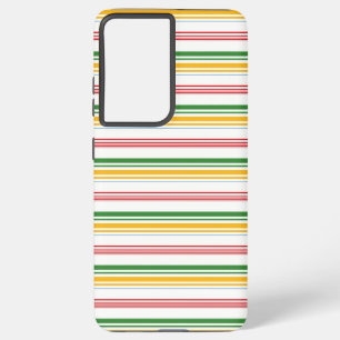Cute green yellow stripes samsung galaxy case