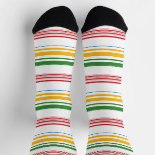 Cute green yellow stripes throw pillow socks