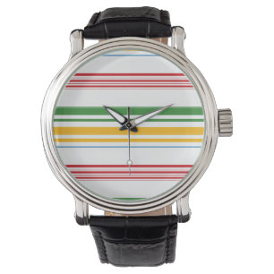 Cute green yellow stripes watch