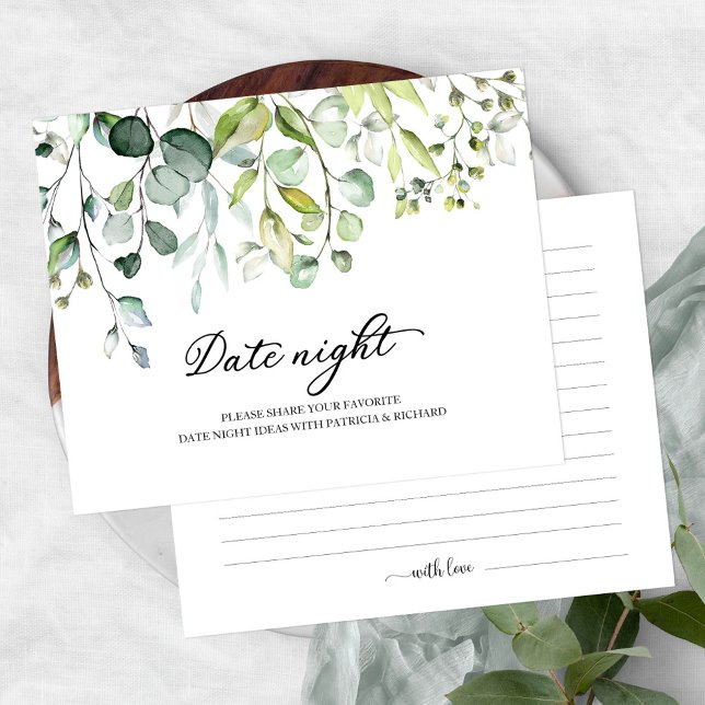 Cute Greenery Bridal Shower Date Night Jar Cards (Creator Uploaded)