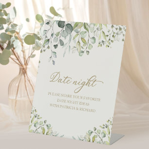Cute Greenery Bridal Shower Date Night Jar Sign