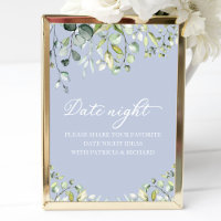 Cute Greenery Bridal Shower Date Night Jar Sign