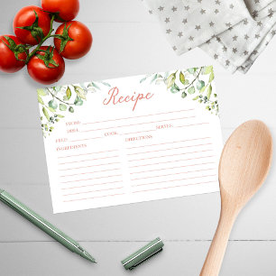 Cute Greenery Bridal Shower Recipe Cards