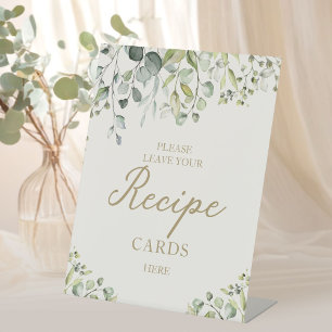 Cute Greenery Bridal Shower Recipe Cards Sign