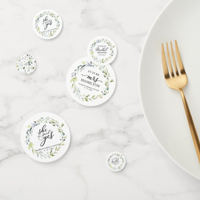 Cute Greenery Eucalyptus Bridal Shower Confetti (Group)