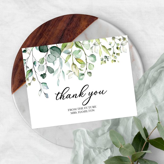 Cute Greenery Eucalyptus Bridal Shower Thank You Postcard (Creator Uploaded)