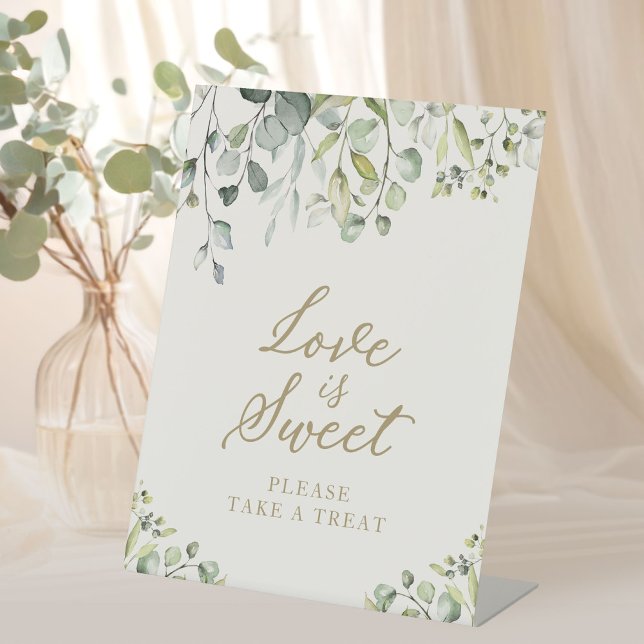 Cute Greenery Eucalyptus Love Is Sweet Sign (Creator Uploaded)